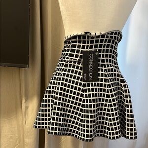 NWT Connection 18 INC Women's Black and White Checkered Skirt